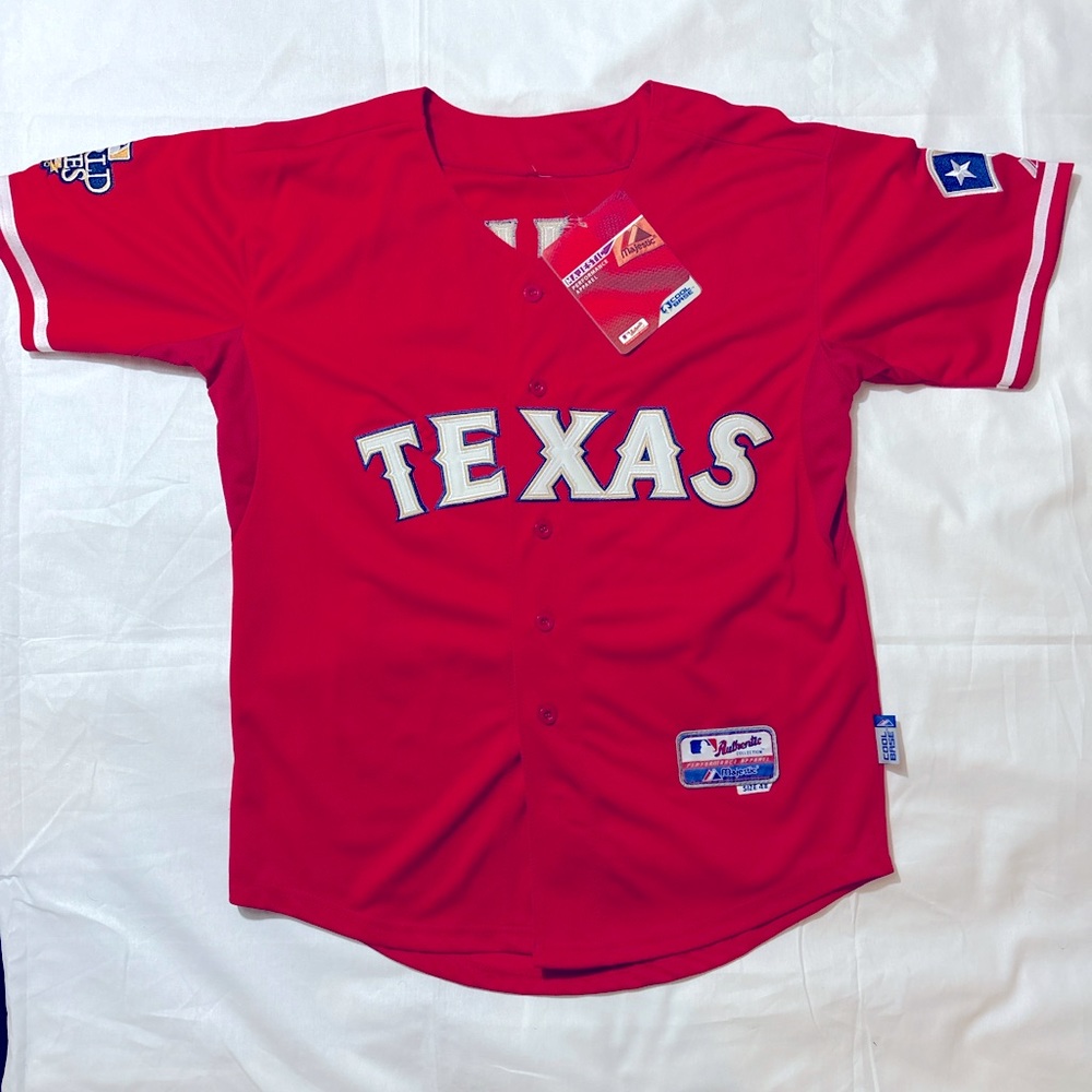 Texas Rangers, Authentic, Josh Hamilton Jersey, Majestic #32 Red